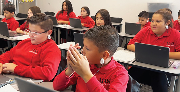 Students practicing with the Inner Balance technology